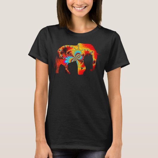 Tierschutz Elephant Silhouette Pattern Fillin T-Shirt (Vorderseite)