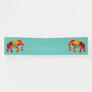 Tierschutz - Fraktal der Elefanten-Silhouette 1 Banner