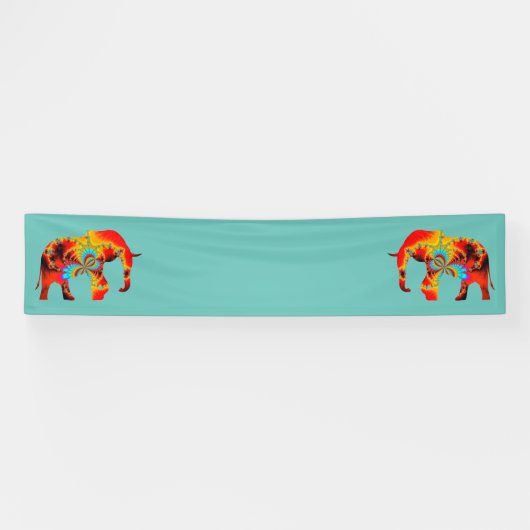 Tierschutz - Fraktal der Elefanten-Silhouette 1 Banner (Horizontal)