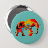 Tierschutz - Fraktal der Elefanten-Silhouette 1 Button (Vorne & Hinten)