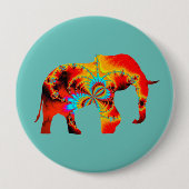 Tierschutz - Fraktal der Elefanten-Silhouette 1 Button (Vorderseite)