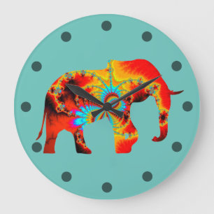 Tierschutz - Fraktal der Elefanten-Silhouette 1 Große Wanduhr