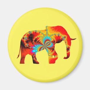 Tierschutz - Fraktal der Elefanten-Silhouette 1 Magnet