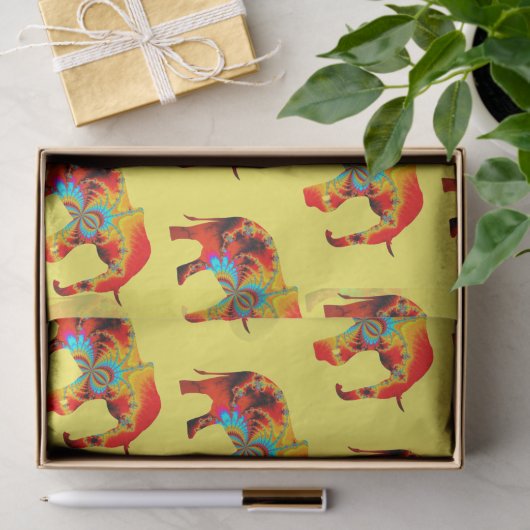 Tierschutz - Fraktal der Elefanten-Silhouette 1 Seidenpapier (Geschenk)