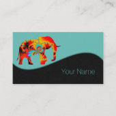 Tierschutz - Fraktal der Elefanten-Silhouette 1 Visitenkarte (Vorderseite)