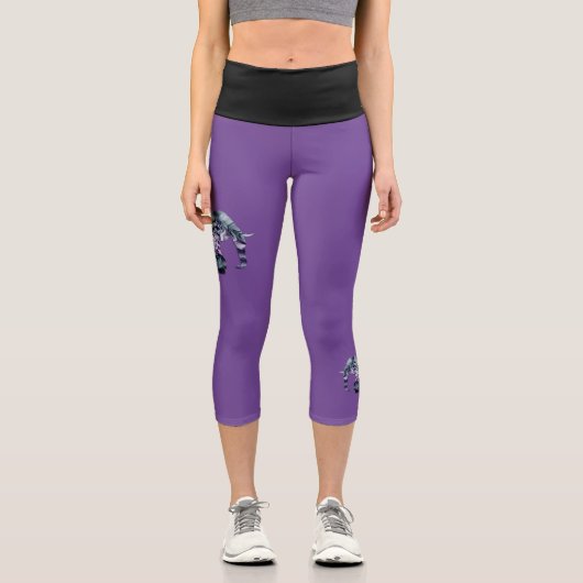 Tierschutz - Fraktal für Elefanten der Silhouette Capri Leggings (Vorderseite)