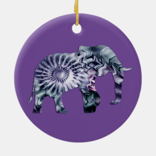 Tierschutz - Fraktal für Elefanten der Silhouette Keramik Ornament (Hinten)