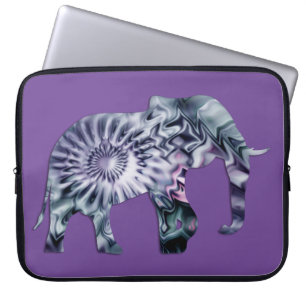 Tierschutz - Fraktal für Elefanten der Silhouette  Laptopschutzhülle