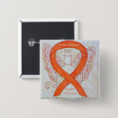 Tierschutz Orange Ribbon Cat Angel Art Button (Vorne & Hinten)