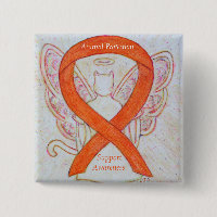 Tierschutz Orange Ribbon Cat Angel Art Button