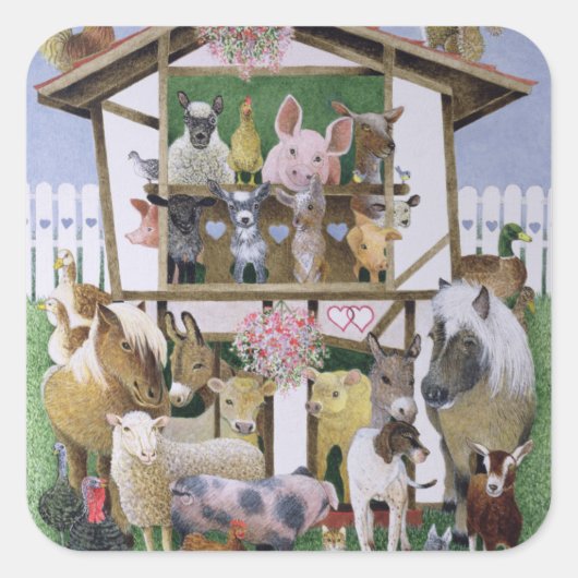 Tierschutzhaus Quadratischer Aufkleber (Vorderseite)