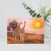 Tierschutzkarte Giraffe Zoo Thema RSVP-Karte RSVP Karte (Stehend Vorderseite)
