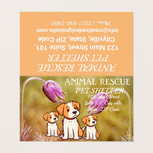 Tierschutzorganisation Einfache Eleganz Visitenkarten (Außenseite Aufgefaltet)