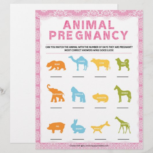 Tierschwangerschaft [Luxusspitze [rosa]] Briefbogen (Vorne/Hinten)