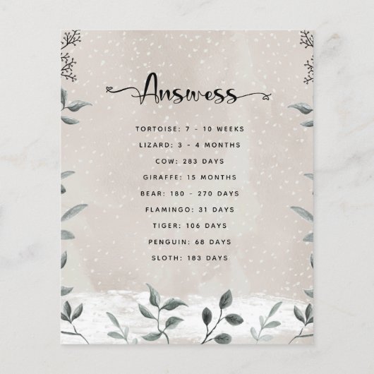 Tierschwangerschaft Winter Baby Showspiel (Rückseite)