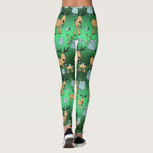 Tierschwärme, Niedliche grüne Weihnachten Leggings (Rückseite)