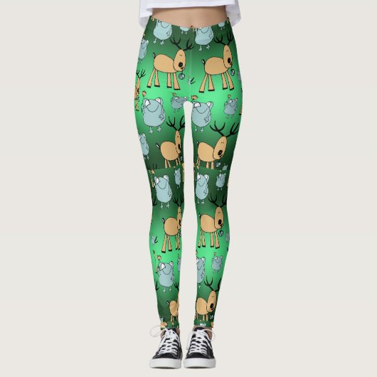Tierschwärme, Niedliche grüne Weihnachten Leggings (Vorderseite)