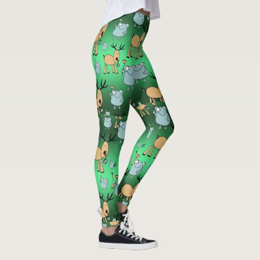 Tierschwärme, Niedliche grüne Weihnachten Leggings (Rechts)