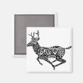 Tierschwarze Dekoration Hirsche Design florale Magnet (Vorderseite/Rückseite)