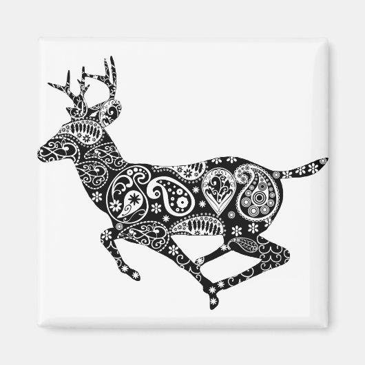 Tierschwarze Dekoration Hirsche Design florale Magnet (Vorne)