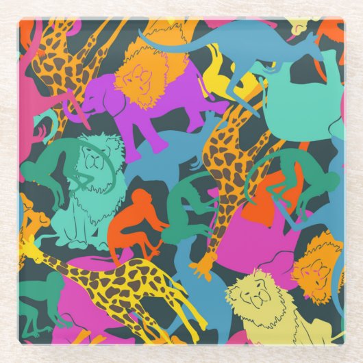 TierSilhouette-Muster Glasuntersetzer (Vorderseite)