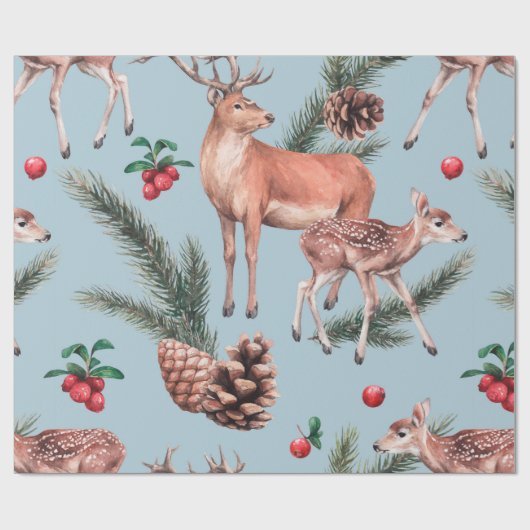 Tierskizze mit Wildkiefernzapfen und Zwillingsrind Geschenkpapier (Flach)