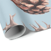 Tierskizze mit Wildkiefernzapfen und Zwillingsrind Geschenkpapier (Rolleneckpunkt)