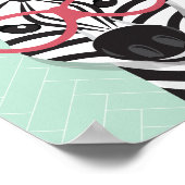 Tiersonnenbrille Schwarz-weiß Zebra Pink Flamingo Poster (Ecke)