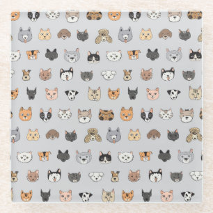 Tierspass: Hunde bei Katzen Doodle Mix Glasuntersetzer
