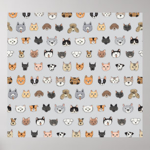 Tierspass: Hunde bei Katzen Doodle Mix Poster