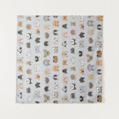 Tierspass: Hunde bei Katzen Doodle Mix Wandteppich (Vorderseite (Horizontal))