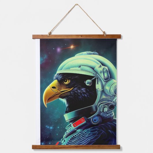 Tierspaziergang Astronaut, Universum, Raum, Adler Wandteppich Mit Holzrahmen (Vorderseite)