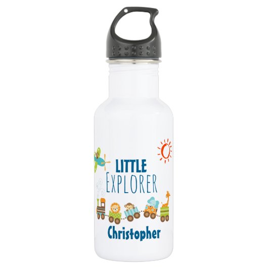 Tierspielzeug-Zug und Flugzeug Kleiner Explorer Trinkflasche (Vorderseite)