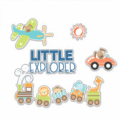 Tierspielzeugzug Auto und Flugzeug Kleiner Explore Aufkleber (Vorderseite)