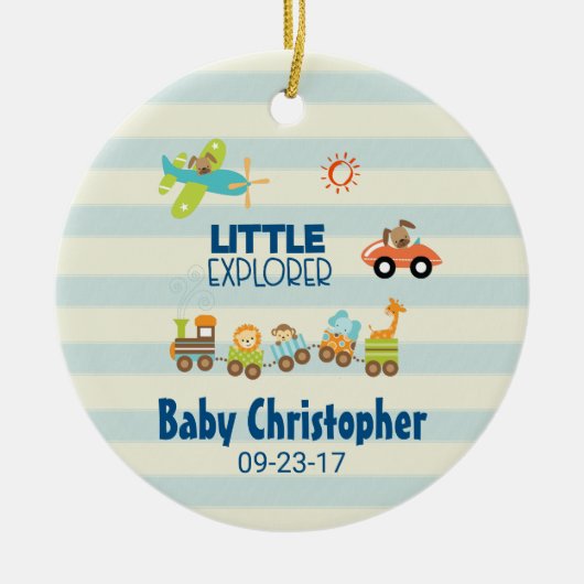 Tierspielzeugzug Auto und Flugzeug Kleiner Explore Keramik Ornament (Vorne)