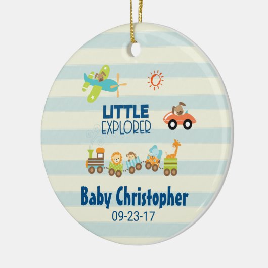 Tierspielzeugzug Auto und Flugzeug Kleiner Explore Keramik Ornament (Links)