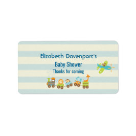 Tierspielzeugzug und -flugzeug auf Streifen Adressaufkleber