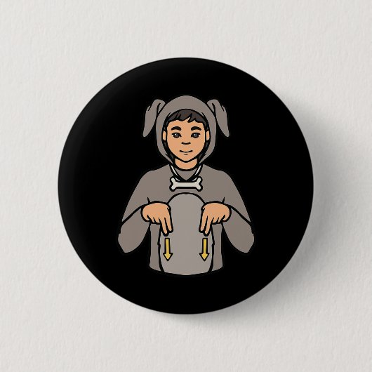 Tierstich der Hand Gesture Deaf Hörverlust Button (Vorderseite)