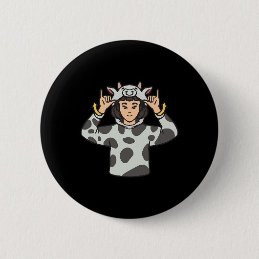 Tierstich der Hand Gesture Deaf Hörverlust Button (Vorderseite)