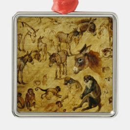 Tierstudien: Esel, Affen, Katzen und Hunde Ornament Aus Metall