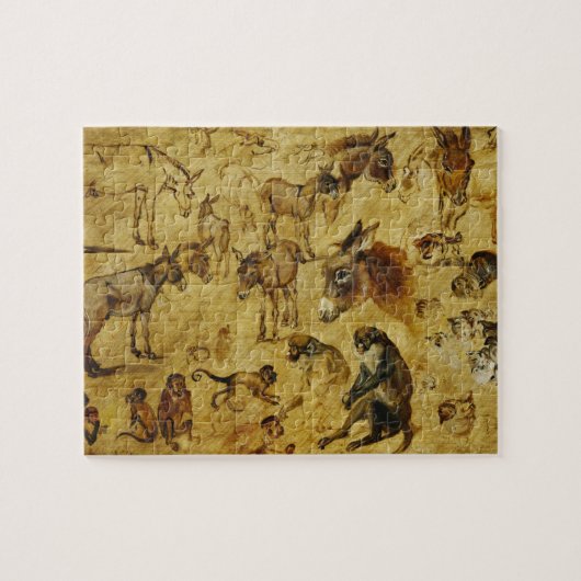 Tierstudien: Esel, Affen, Katzen und Hunde Puzzle (Horizontal)