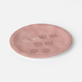 Tiertatze druckt Haustiere, die es eine Pappteller (Schrägansicht)