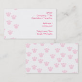 Tiertatzen-Druck. Hellrosa und weißes Muster Visitenkarte (Vorne/Hinten)