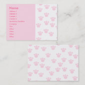 Tiertatzen-Druck. Hellrosa und weißes Muster Visitenkarte (Vorne/Hinten)