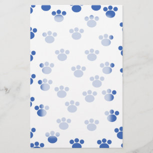 Tiertatzen-Druck-Muster. Blau und Weiß Briefpapier