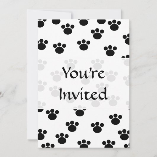 Tiertatzen-Druck-Muster. Schwarzweiss. Einladung (Vorderseite)