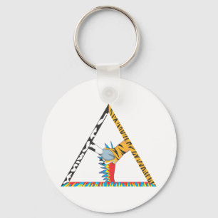 Tierteamwork durch Kuh, Tiger und Papageien Schlüsselanhänger