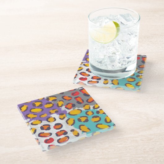 Tiertiermuster Glasuntersetzer (Schrägansicht)