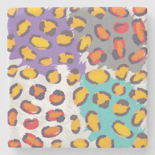 Tiertiermuster Steinuntersetzer (Vorderseite)