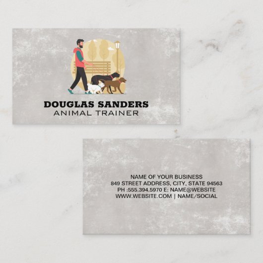 Tiertrainer | Dog Walker im Park Visitenkarte (Vorne/Hinten)
